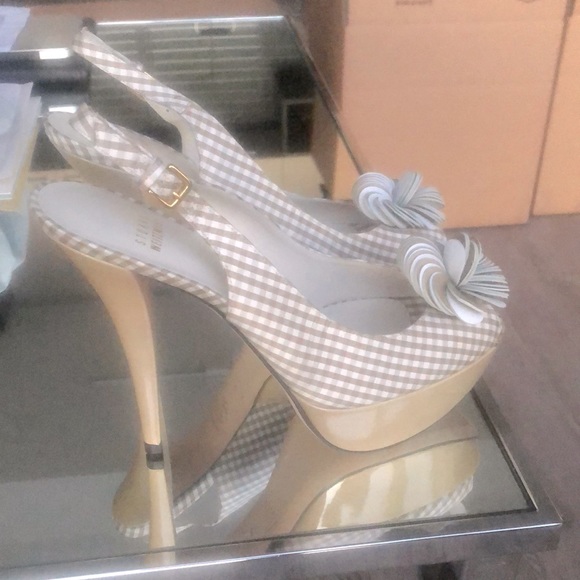 NWOT STUART WEITZMAN Gingham Platform Pumps, 10 - Picture 3 of 5